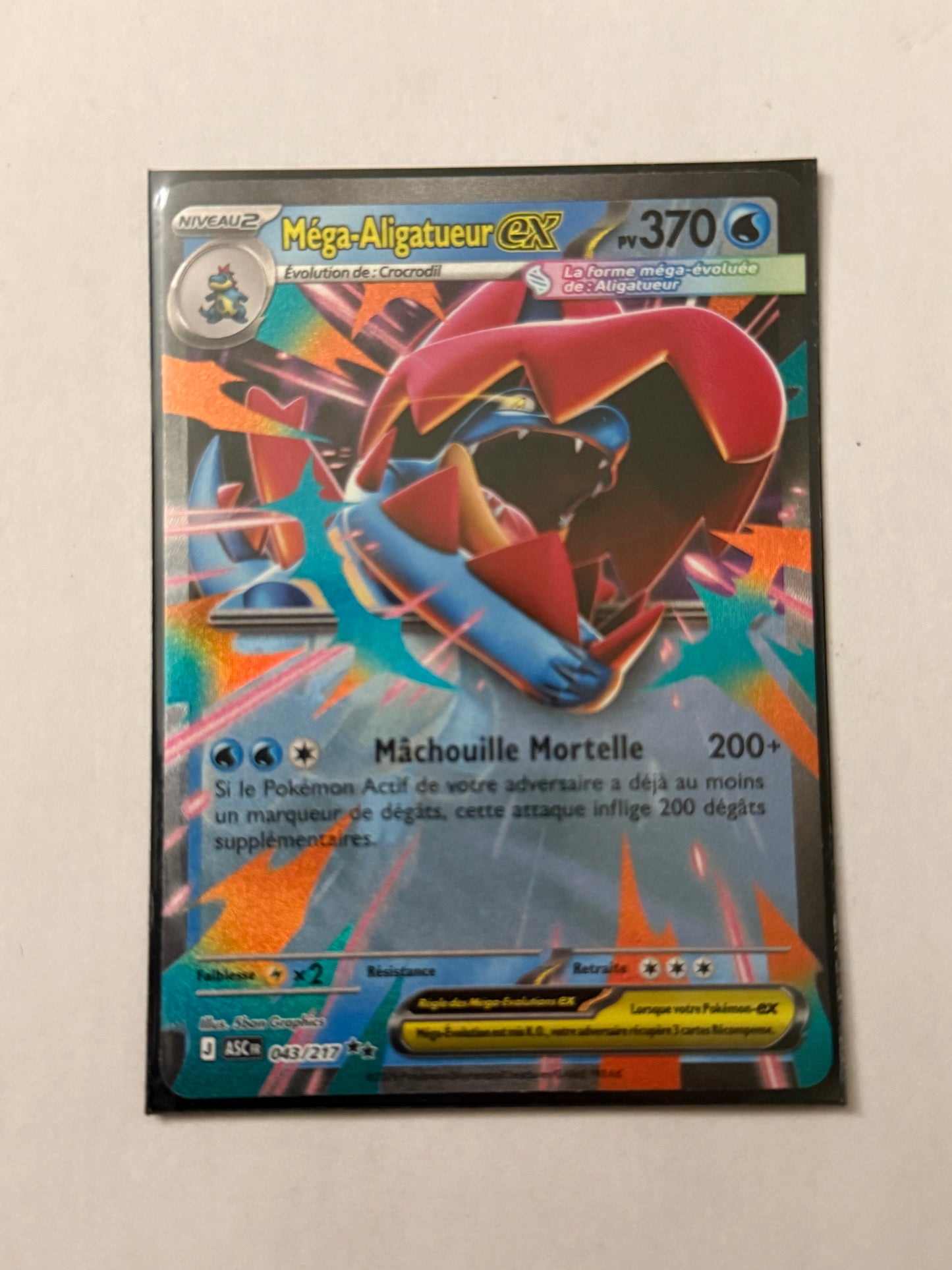 Carte Pokémon Mega Aligatueur Ex (Me2.5 043) Mint Française + 1 carte mystère