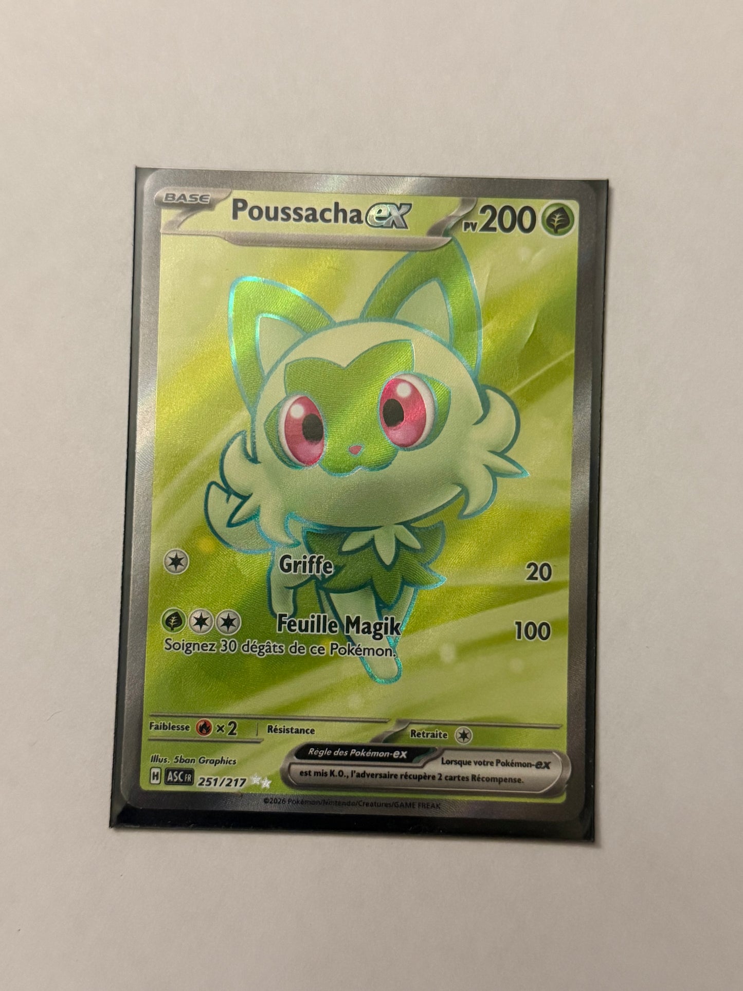 Carte Pokémon FA Poussacha Ex (Me2.5 251) Mint Française + 1 carte mystère