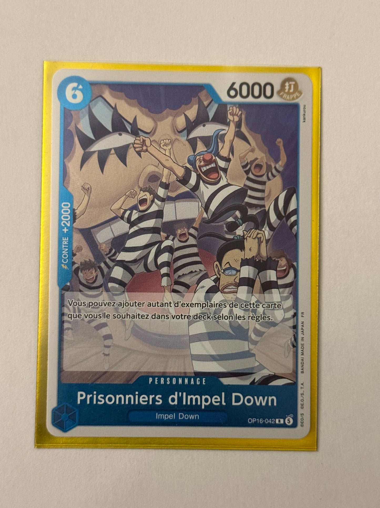 Carte One Piece SR Prisonniers Impel Down (op16 042) mint française + 1 carte mystère offerte