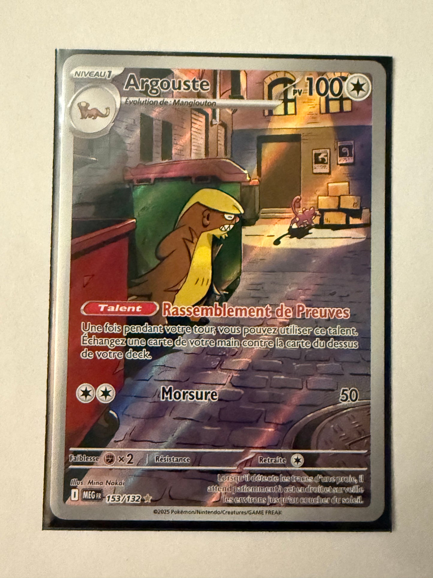 Carte Pokémon AR Argouste (Me1 153) Mint Française + 1 carte mystère
