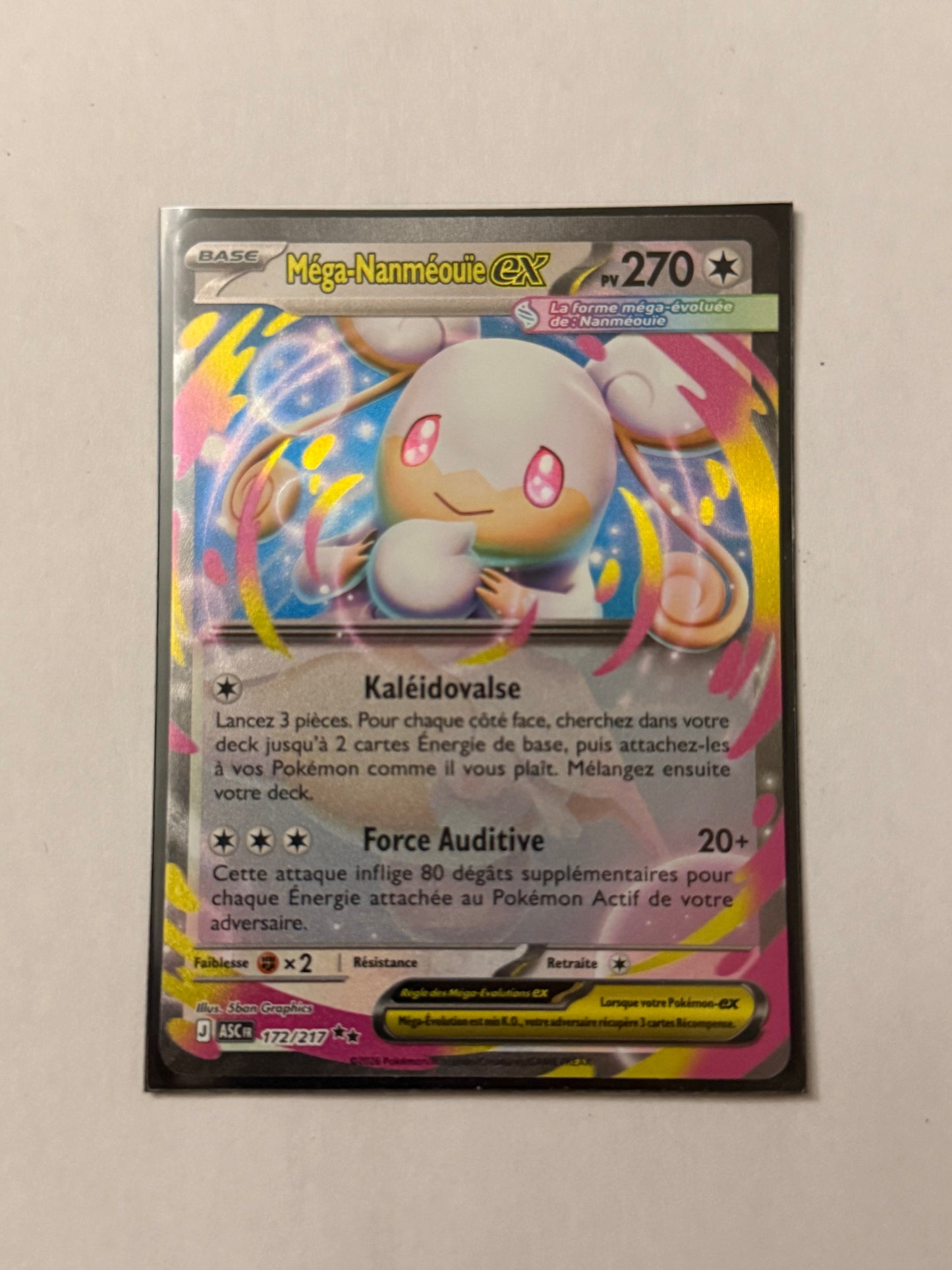 Carte Pokémon Mega Nanmeoui Ex (Me2.5 172) Mint Française + 1 carte mystère