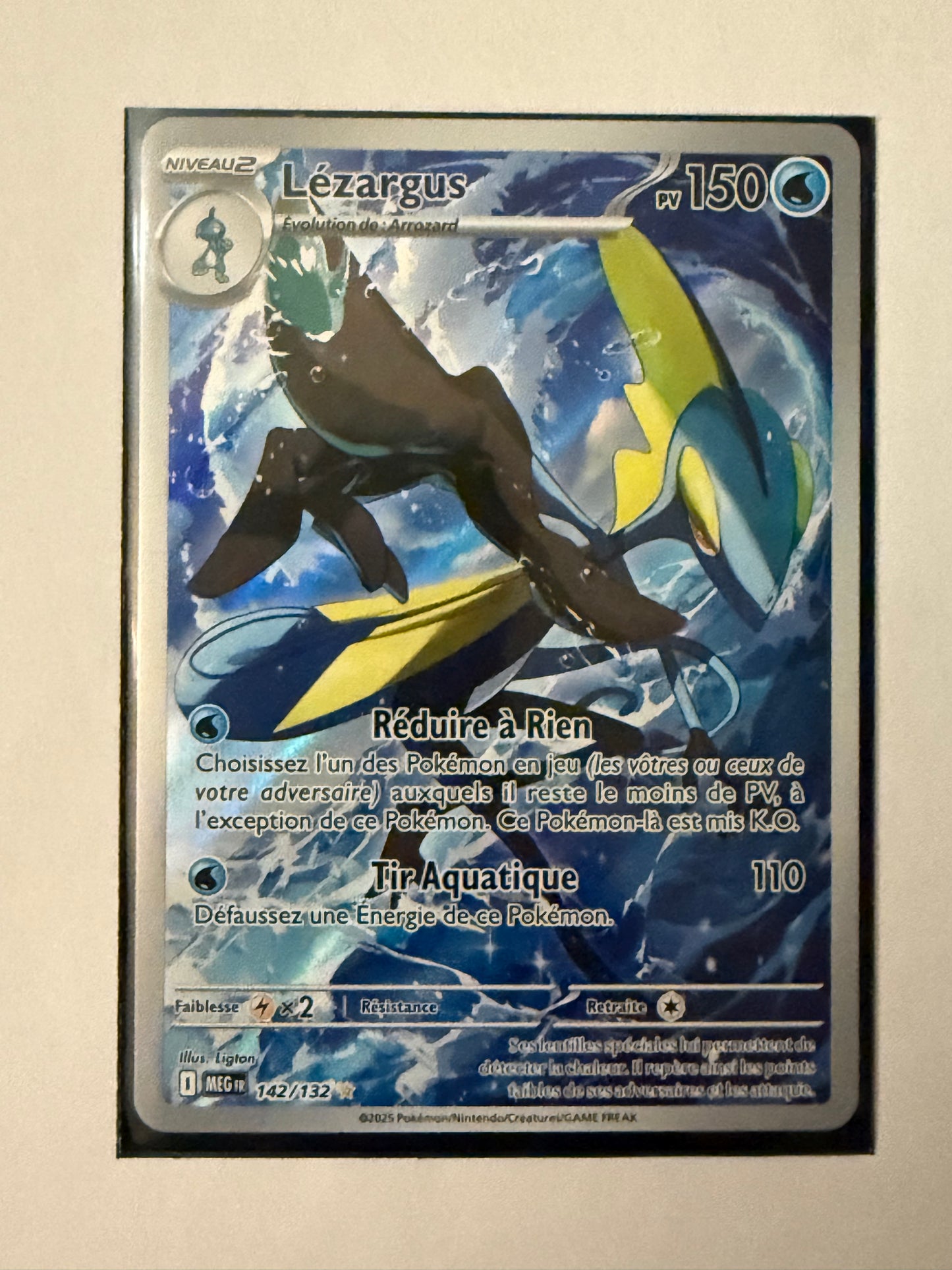 Carte Pokémon AR Lezargus (Me1 142) Mint Française + 1 carte mystère