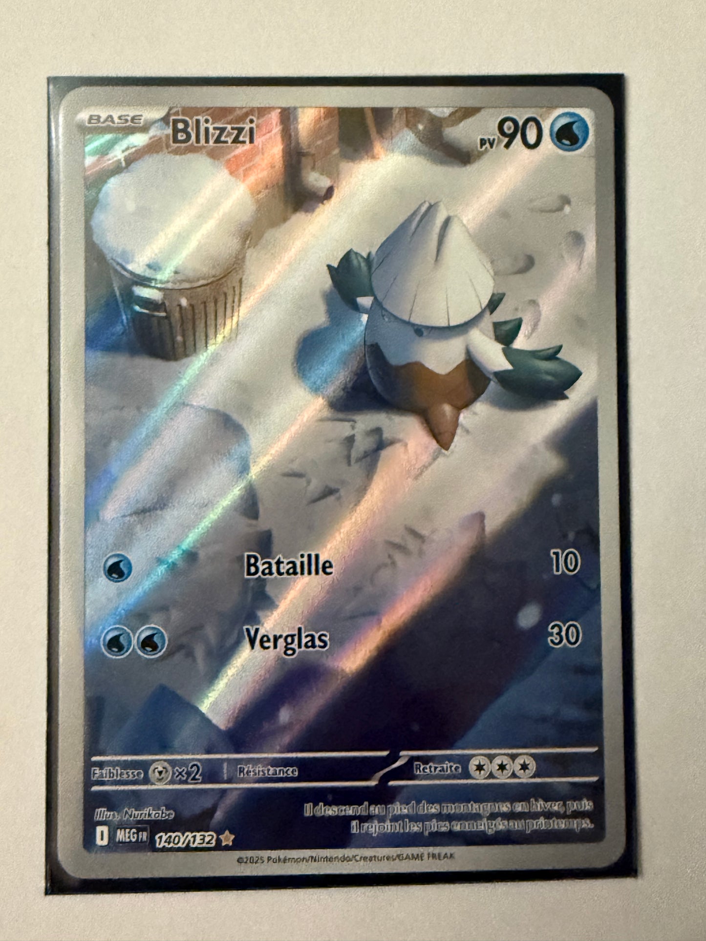 Carte Pokémon AR Blizzi (Me1 140) Mint Française + 1 carte mystère