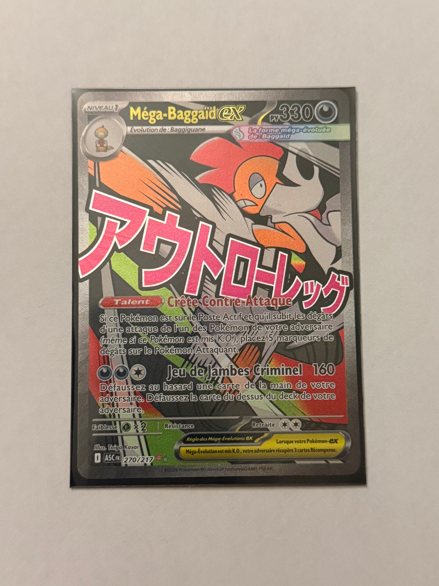 Carte Pokémon FA Mega Baggaid Ex (Me2.5 270) Mint Française + 1 carte mystère