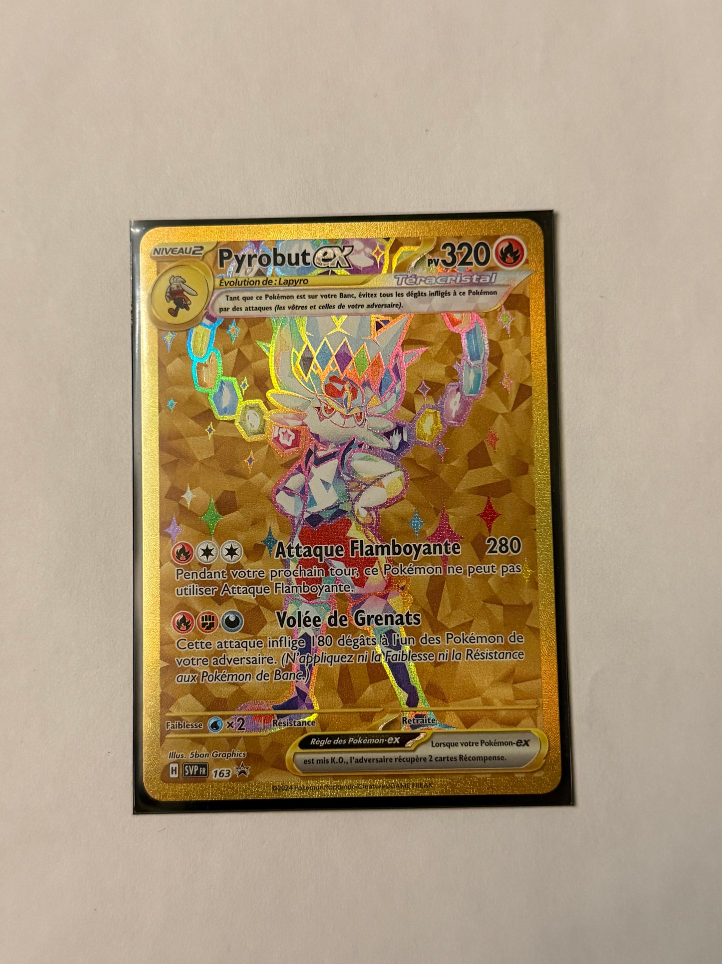Carte Pokémon Pyrobut Promo Gold (163) Mint Française + 1 carte mystère