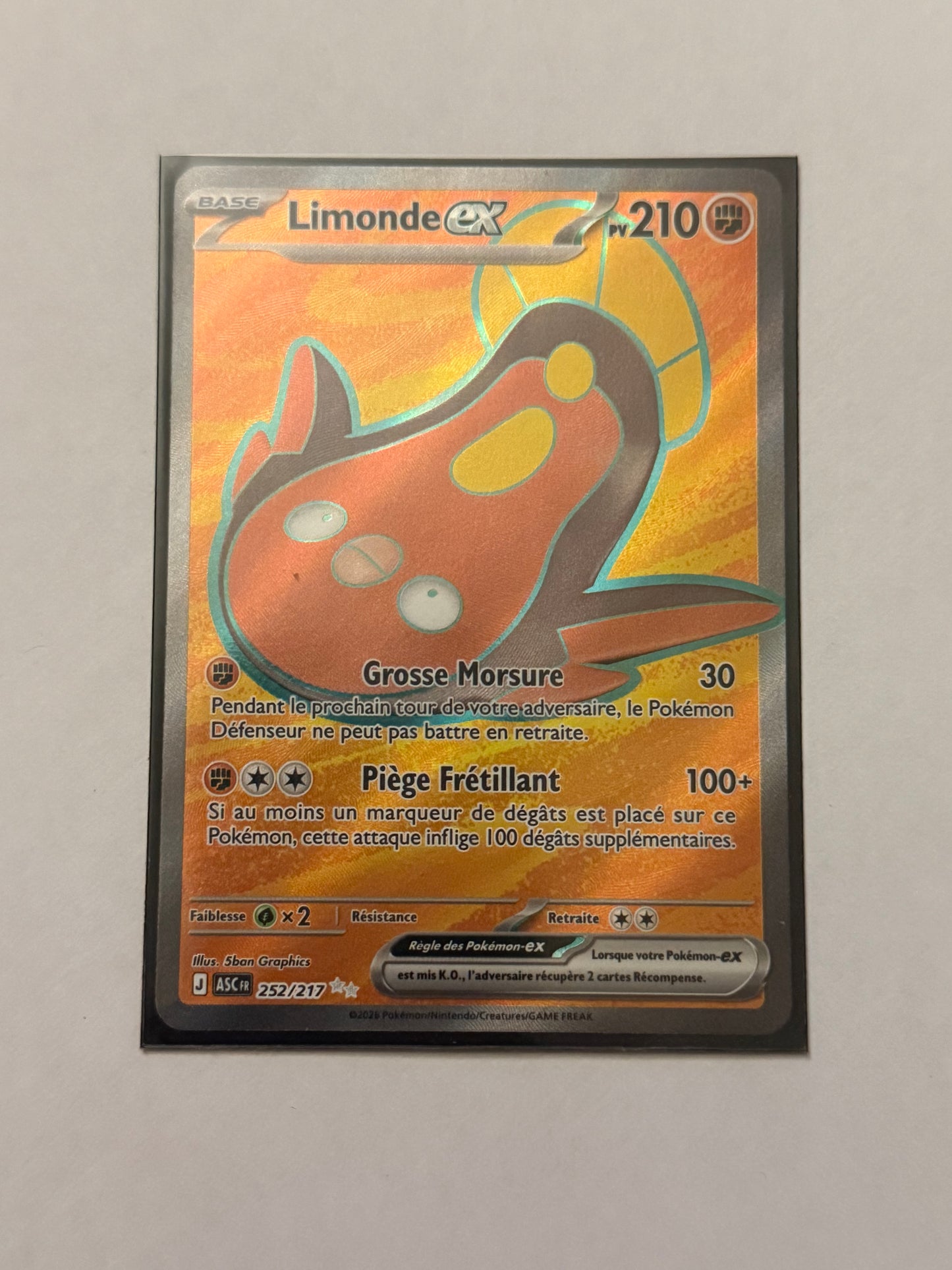 Carte Pokémon FA Limonde Ex (Me2.5 252) Mint Française + 1 carte mystère