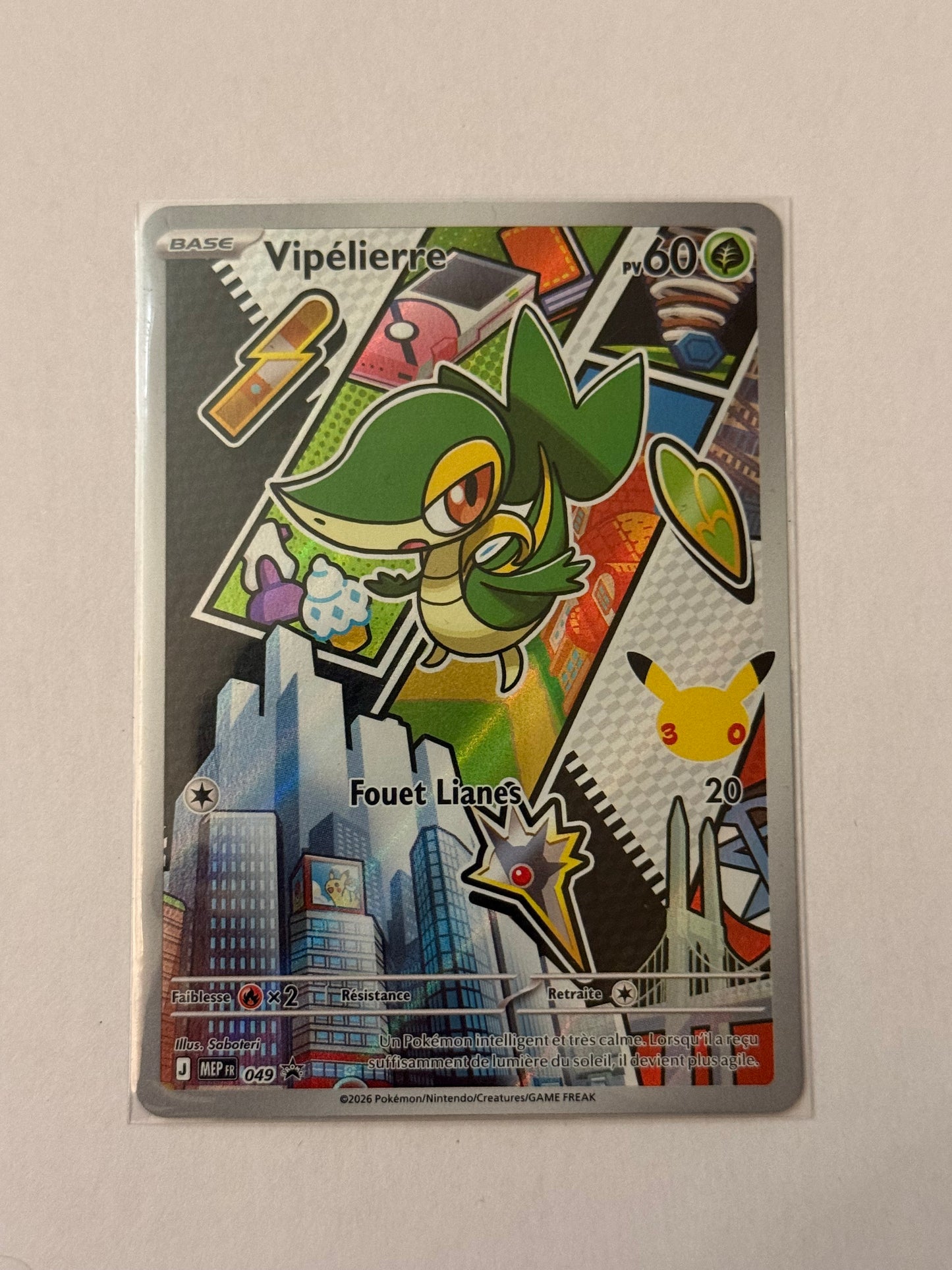 Carte Pokemon Promo Vipelierre (30 ans 049) Mint Française + 1 carte mystère offerte