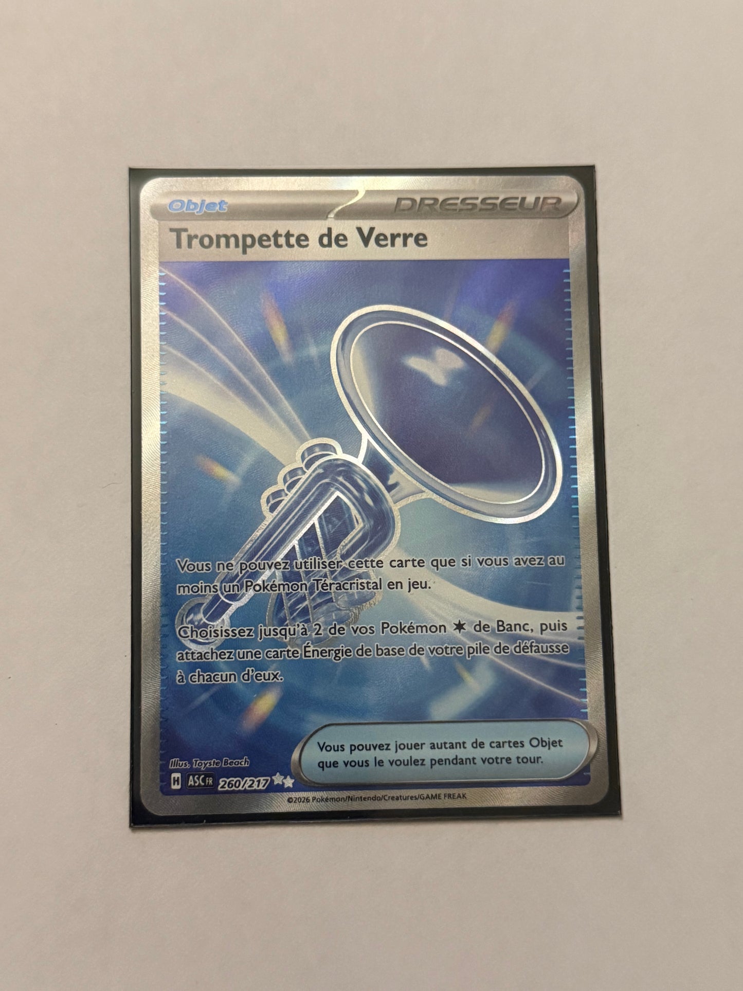 Carte Pokémon FA Trompette de verre (Me2.5 260) Mint Française + 1 carte mystère