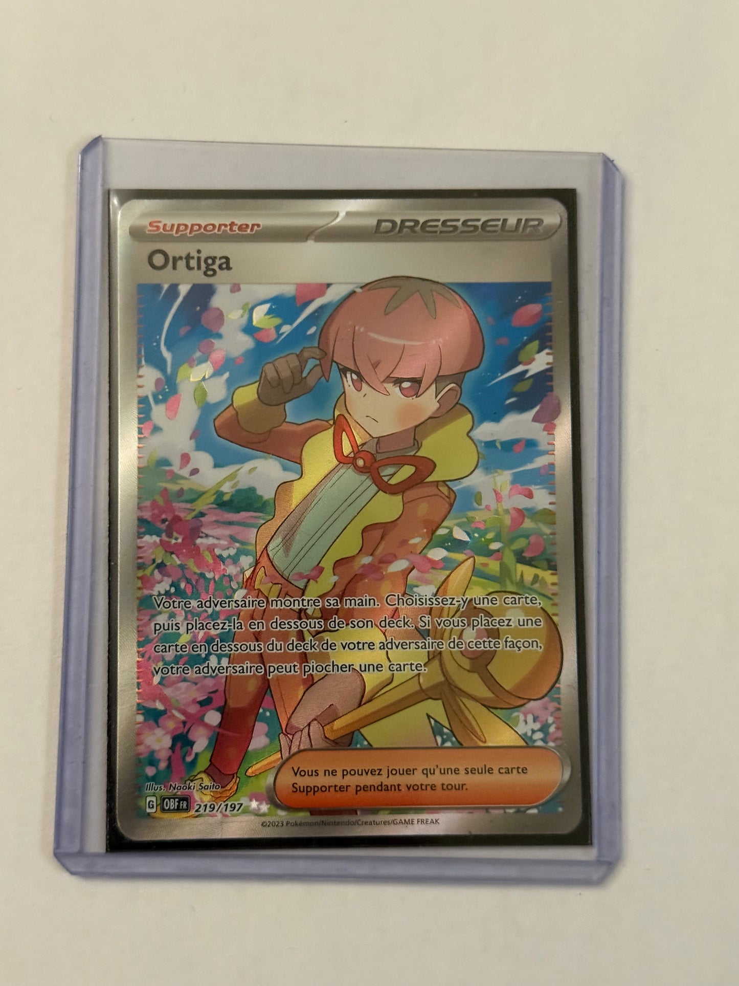 Carte Pokémon FA Ortiga (Ev3 219) Mint Française + 1 carte mystère