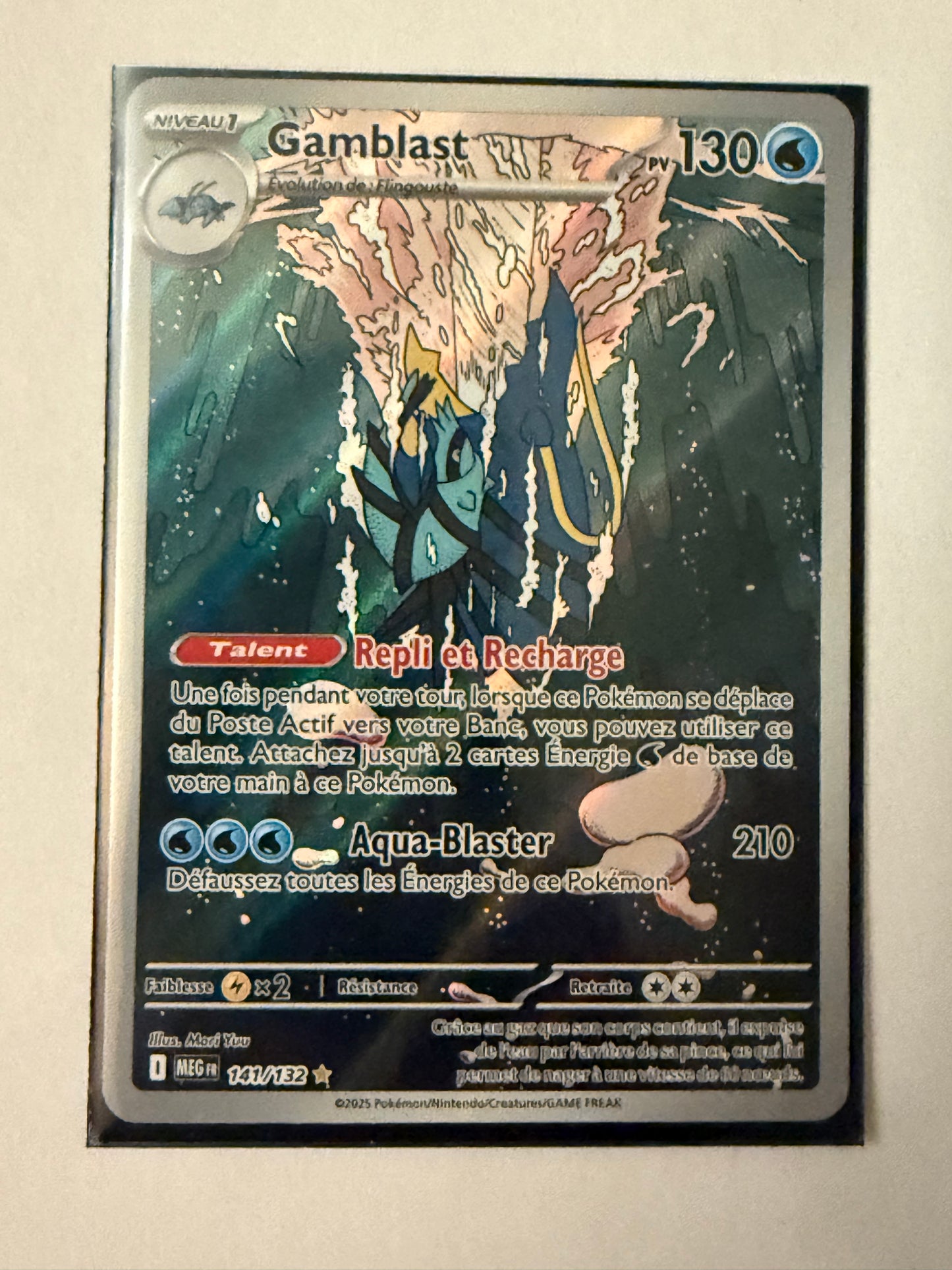 Carte Pokémon AR Gamblast (Me1 141) Mint Française + 1 carte mystère