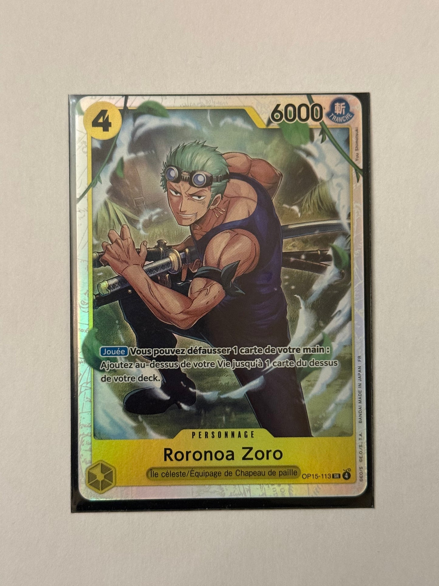Carte One Piece SR Zoro (op15 113) mint française + 1 carte mystère offerte