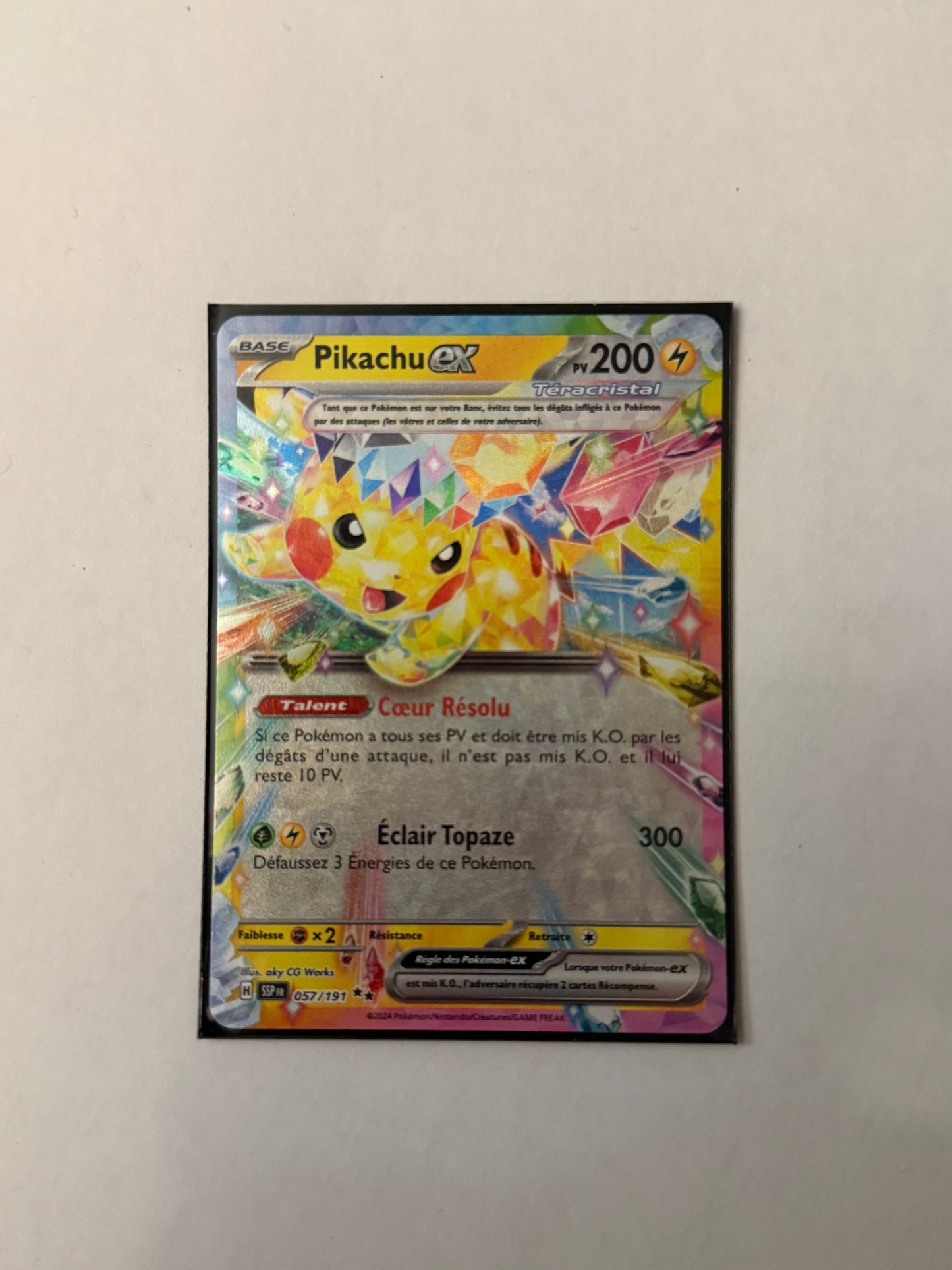 Carte Pokémon Pikachu ex (EV8 057) Mint Française + 1 carte mystère