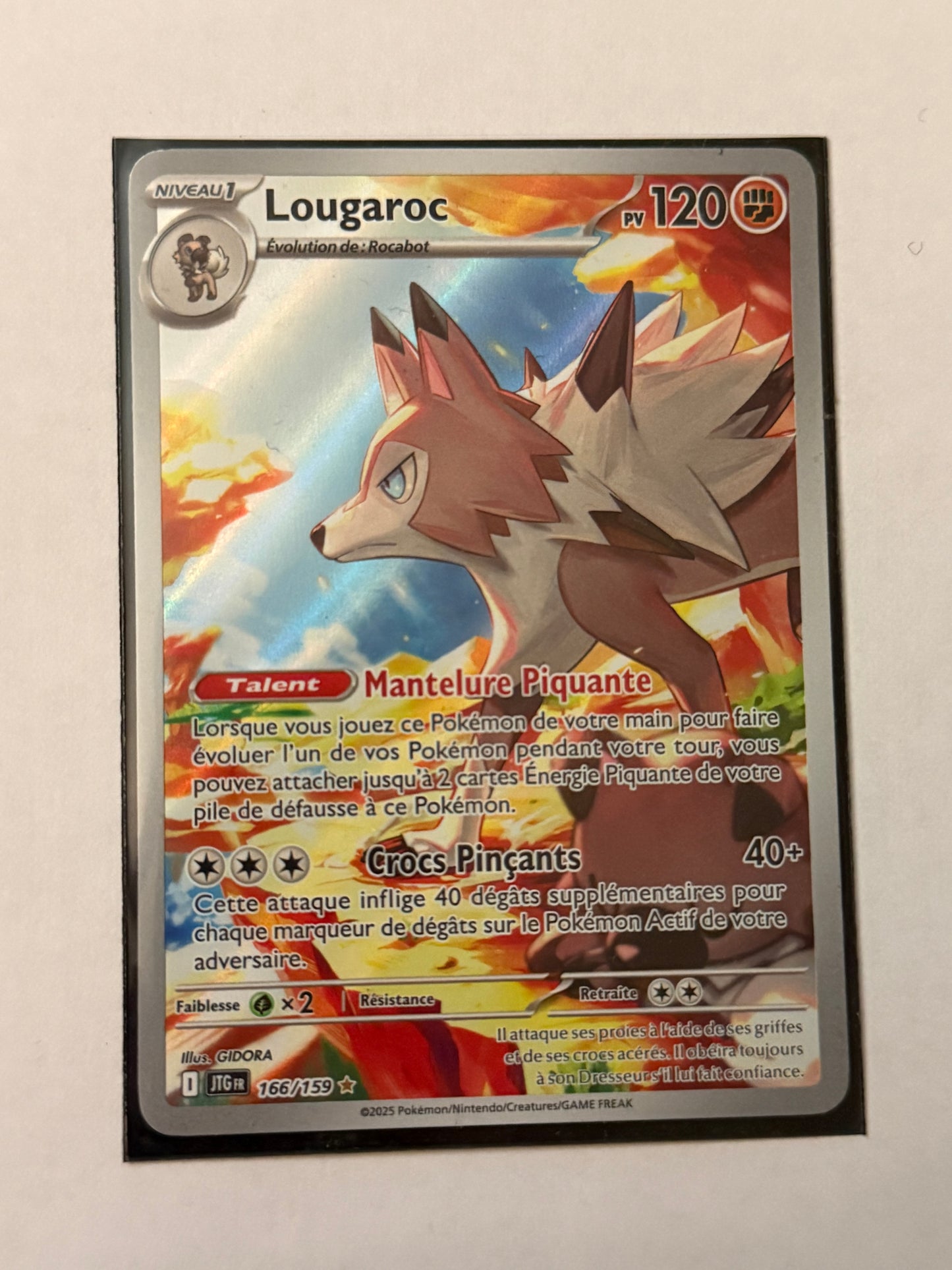 Carte Pokémon AR Lougaroc (Ev9 166) Mint Française + 1 carte mystère