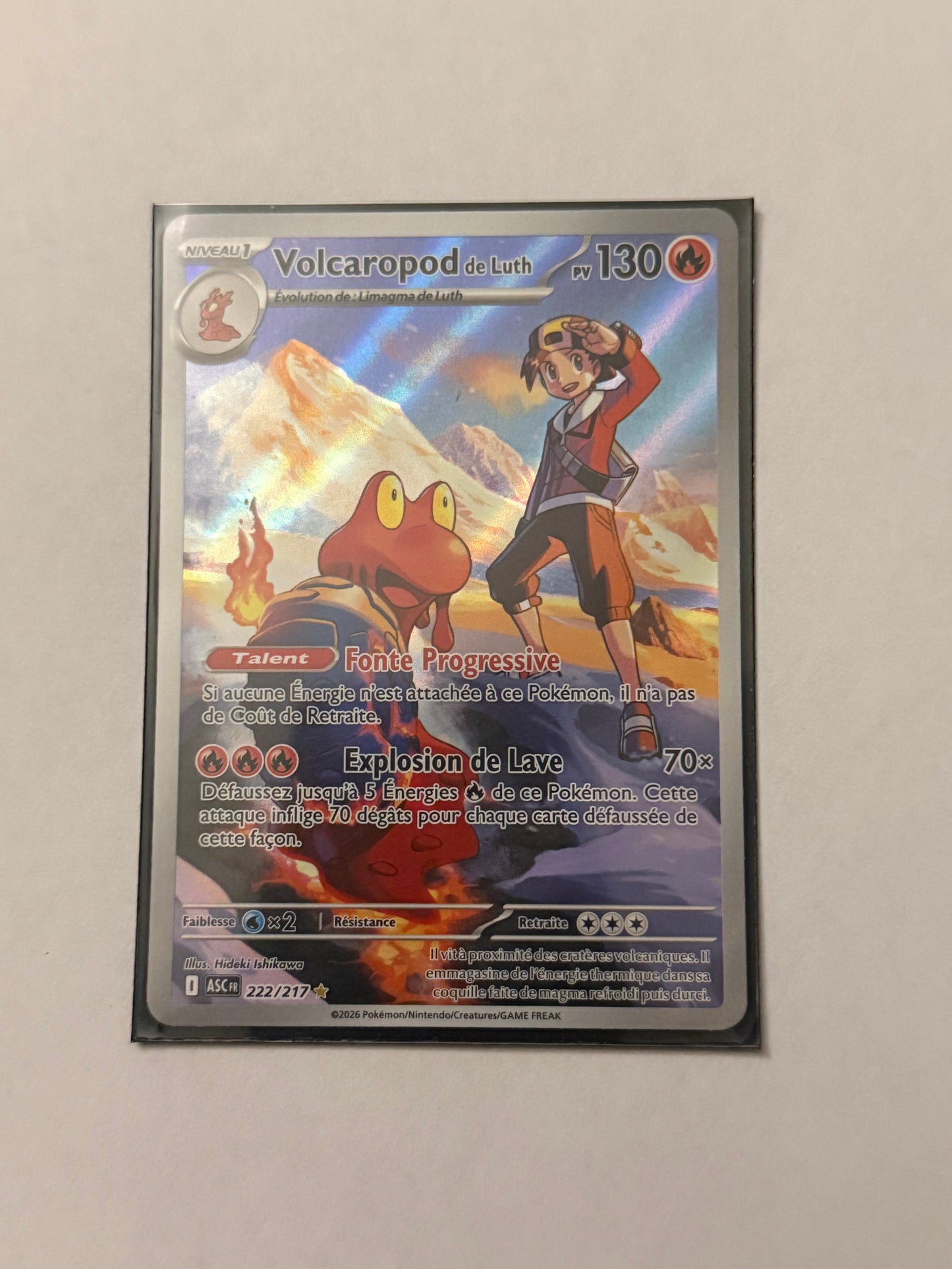 Carte Pokémon AR Volcaropod (Me2.5 222) Mint Française + 1 carte mystère