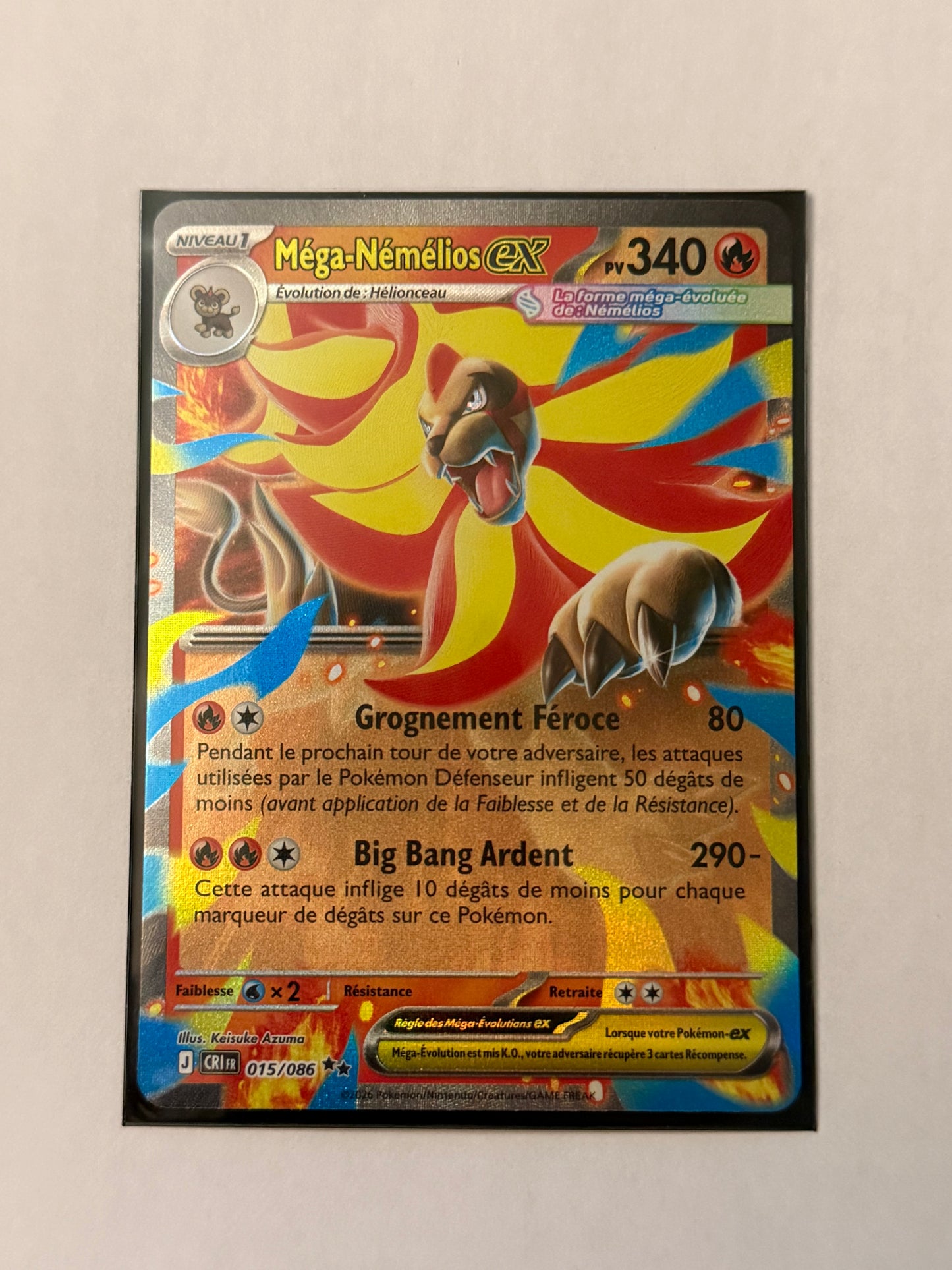 Carte Pokemon Mega Nemelios ex (M4 015) Mint Française + 1 carte mystère