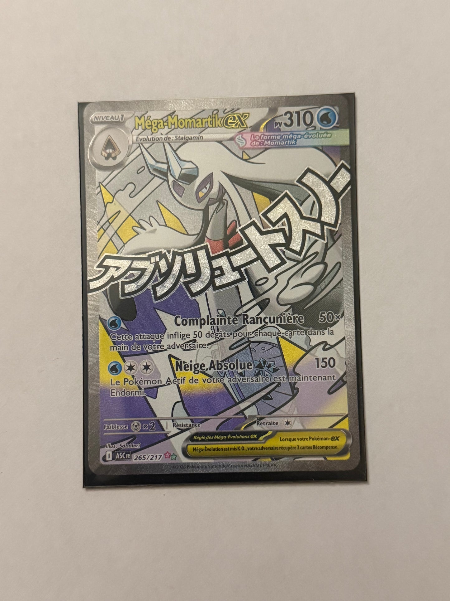 Carte Pokémon FA Mega Momartik Ex (Me2.5 265) Mint Française + 1 carte mystère