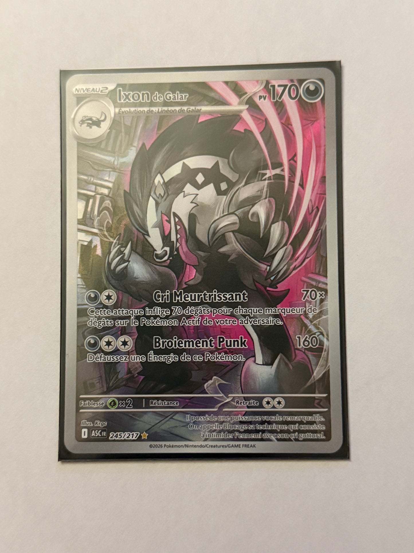 Carte Pokémon AR Ixon de galar (Me2.5 245) Mint Française + 1 carte mystère