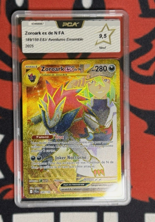 Carte Pokemon PCA 9.5 Zoroark De N Gold (EV9 189) Française + 1 carte mystère offerte