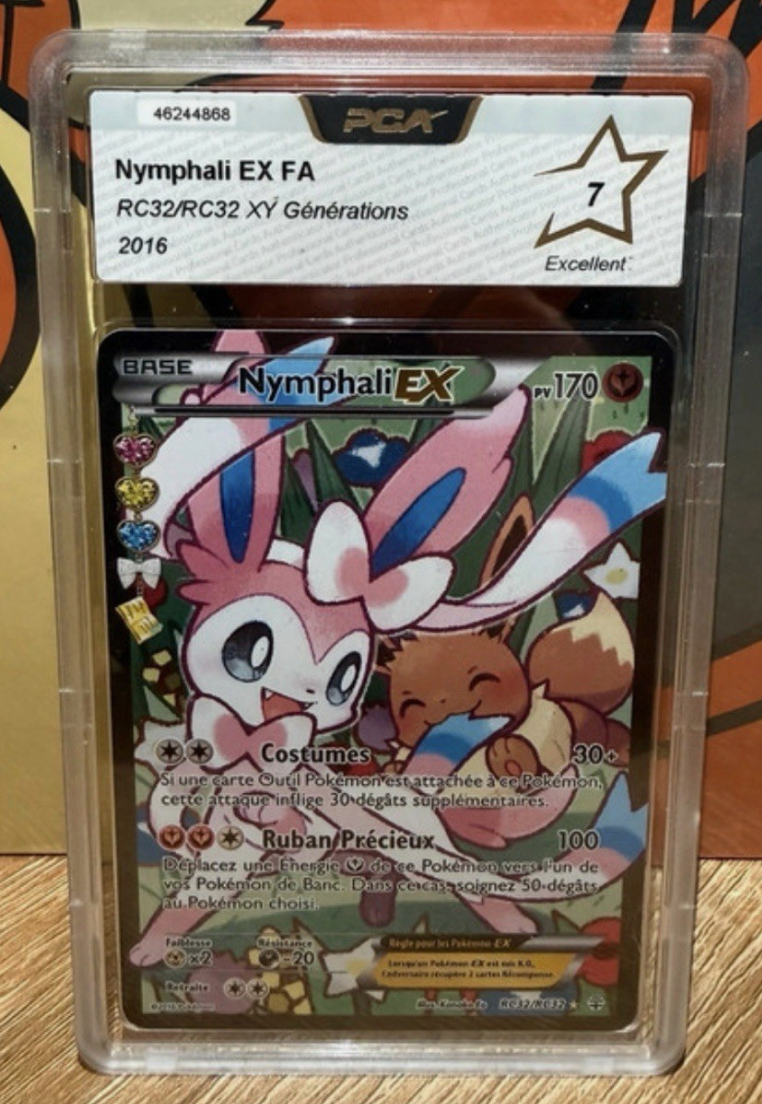 Carte Pokemon gradée Nymphali ex (GEN Rc32) PCA 7 Française + 1 carte mystère offerte