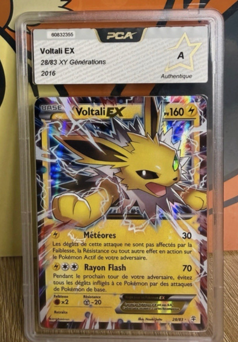Carte Pokemon gradée Voltali ex (XY28) PCA A Française + 1 carte mystère offerte