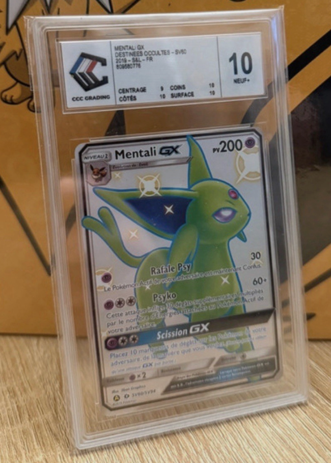 Carte Pokémon Gradée 10 Mentali Gx (HIF sv60) CCC Française + 1 carte mystère offerte