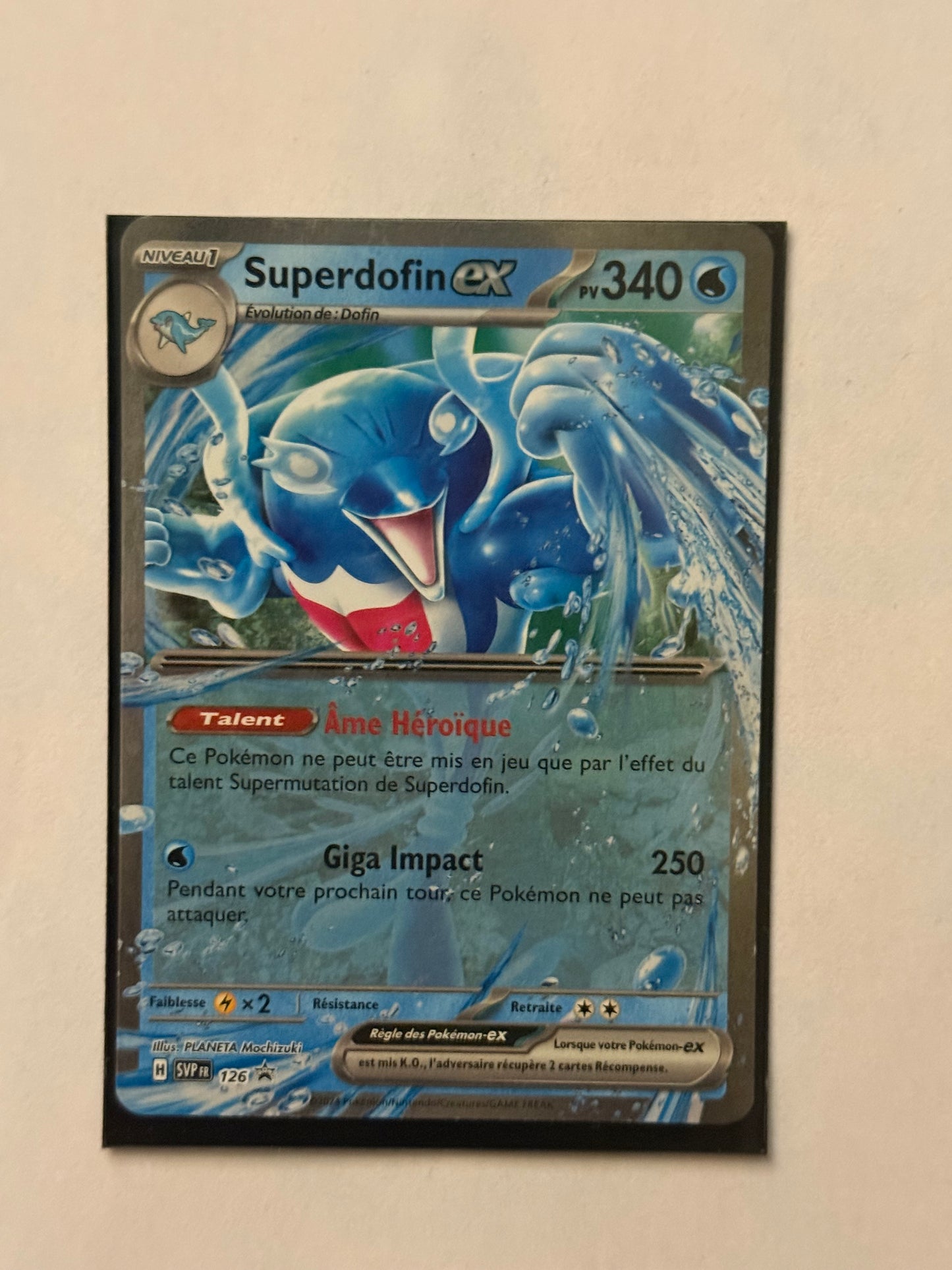 Carte Pokémon Promo Superdofin ex (126) Mint Française + 1 carte mystère