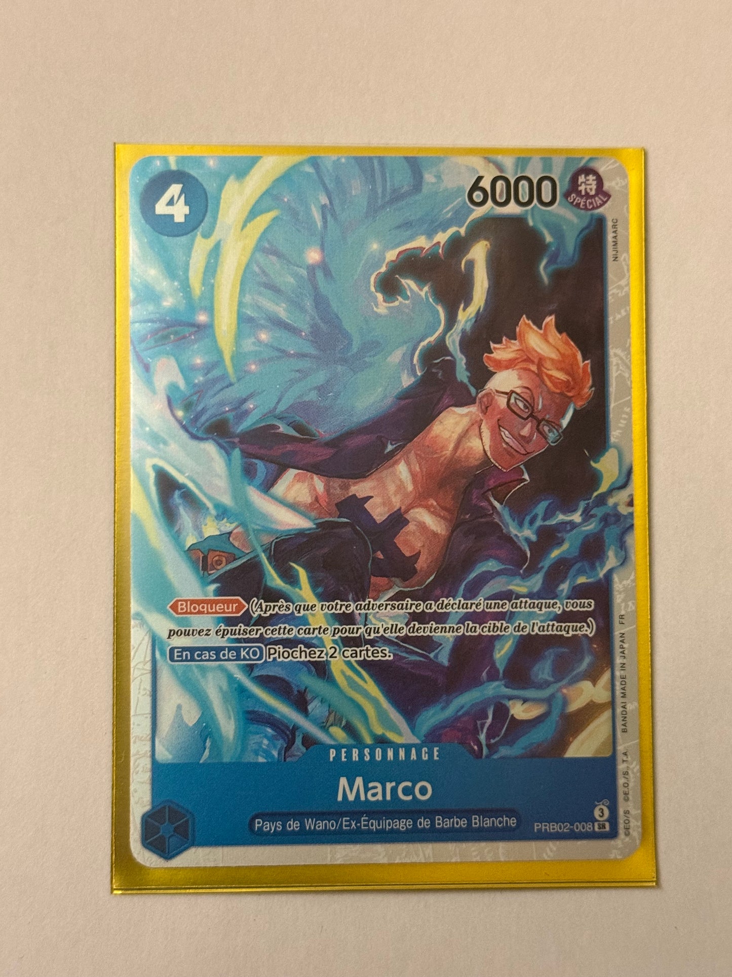 Carte One Piece SR Marco (Prb02 008) mint française + 1 carte mystère offerte