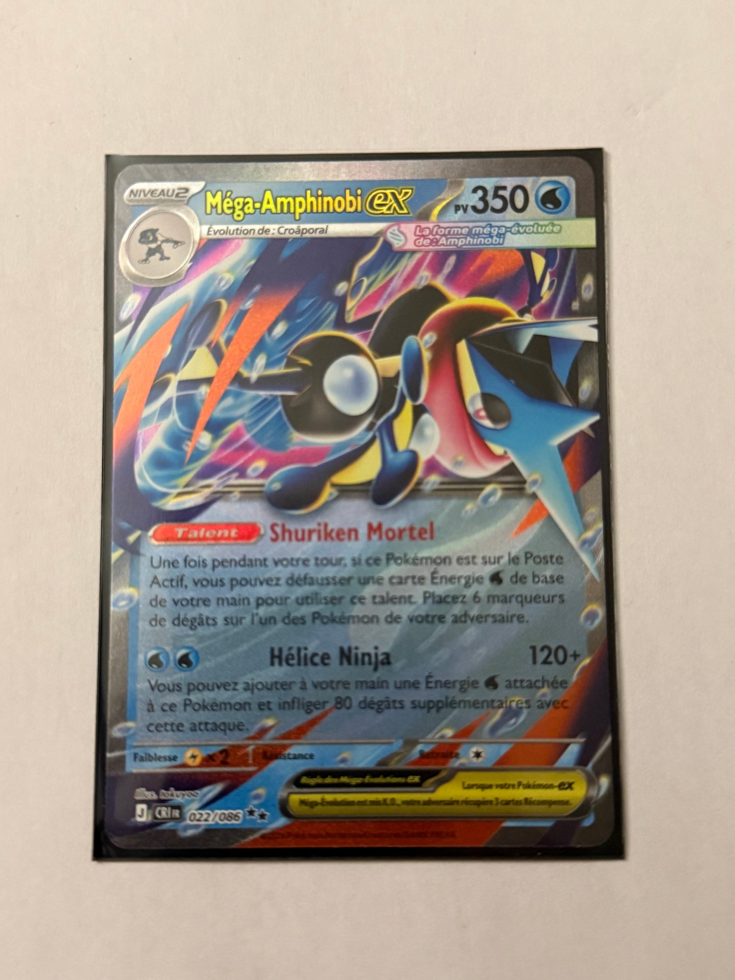 Carte Pokémon Mega Amphinobi Ex (Me4 022) Mint Française + 1 carte mystère