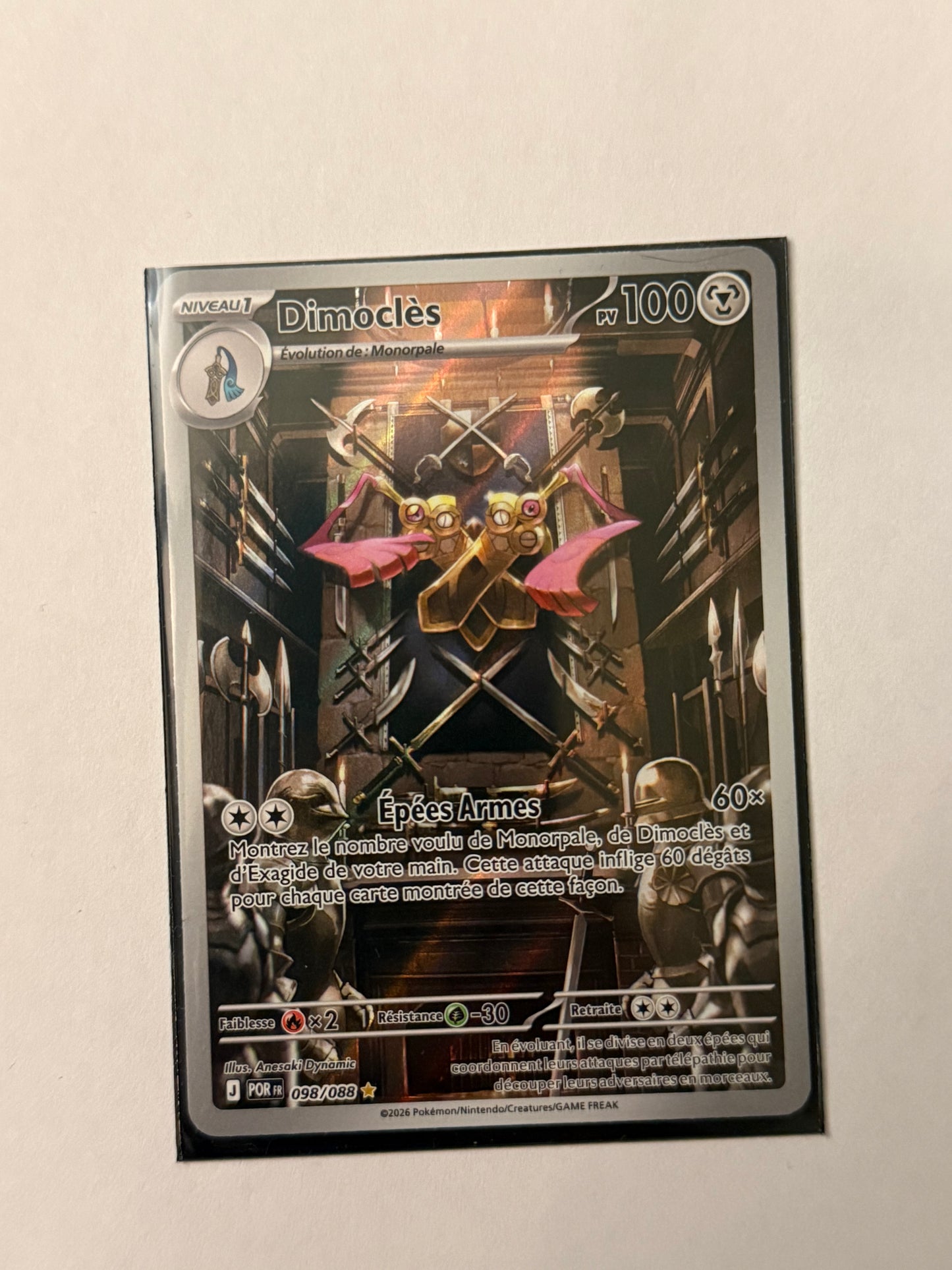 Carte Pokémon AR Dimocles (M3 098) Mint Française + 1 carte mystère