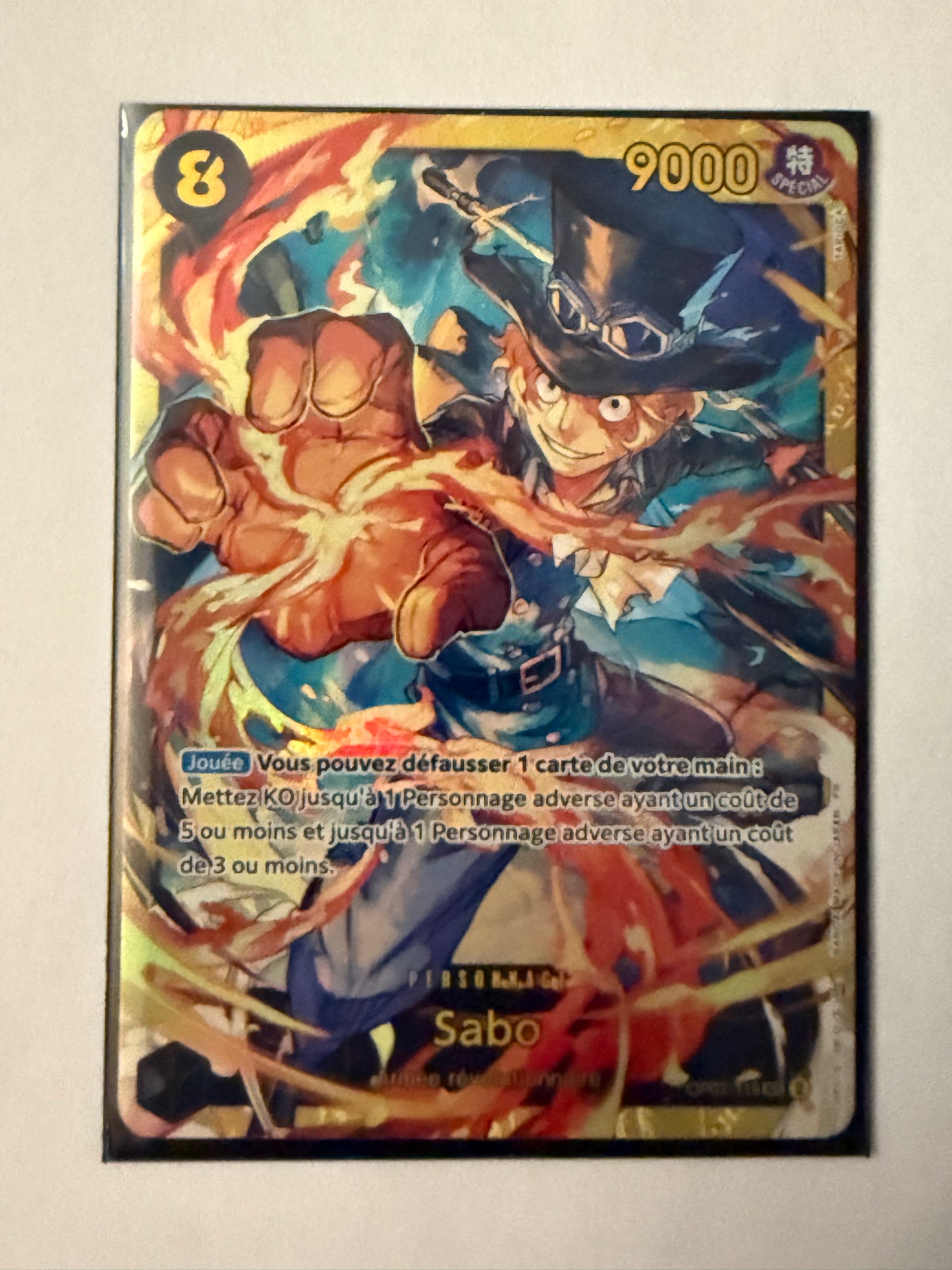 Carte One Piece FA Sabo (Op07 118) Mint Française + 1 carte mystère