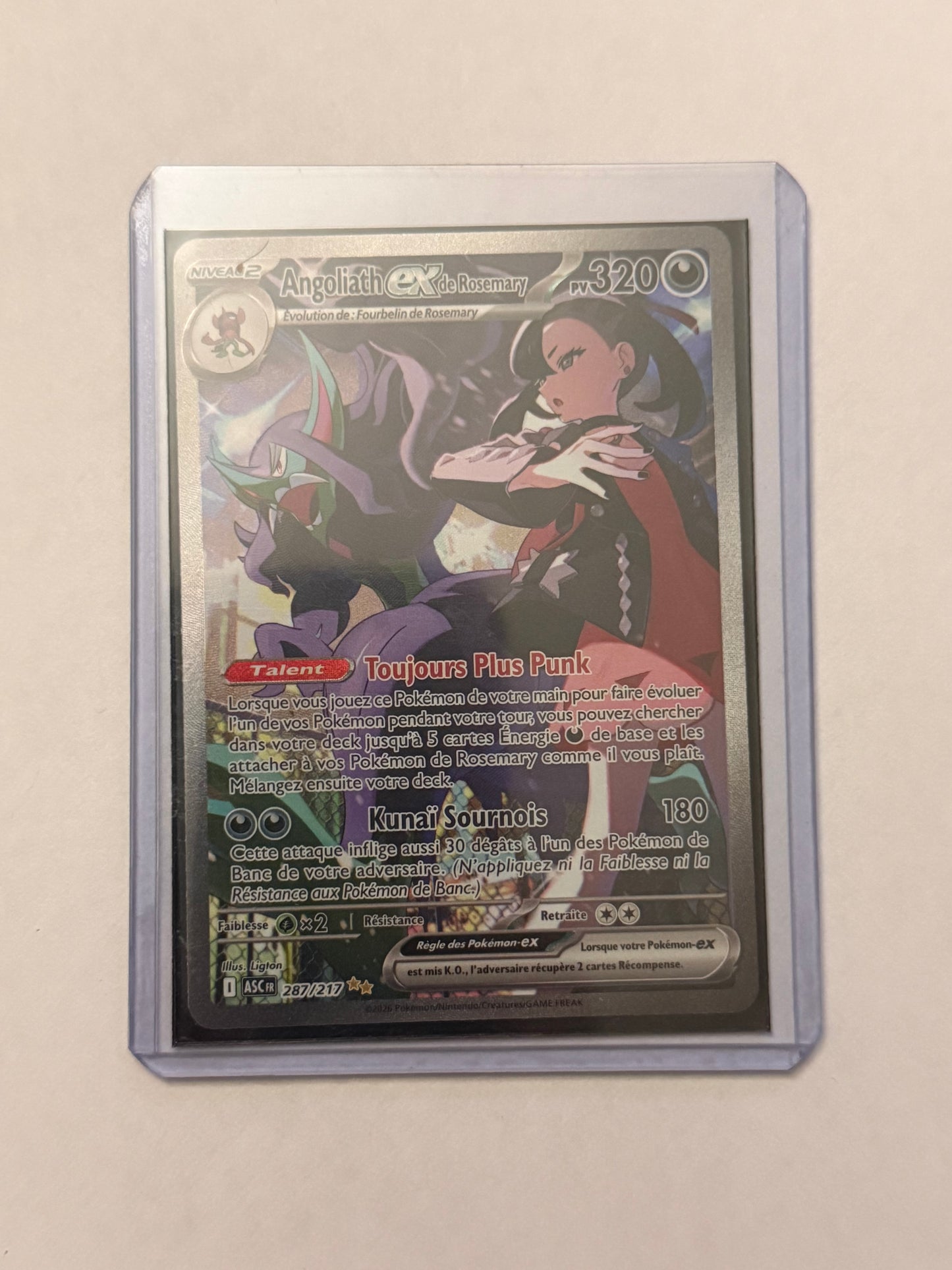 Carte Pokémon ALT Angoliath ex (Me2.5 287) Mint Française + 1 carte mystère