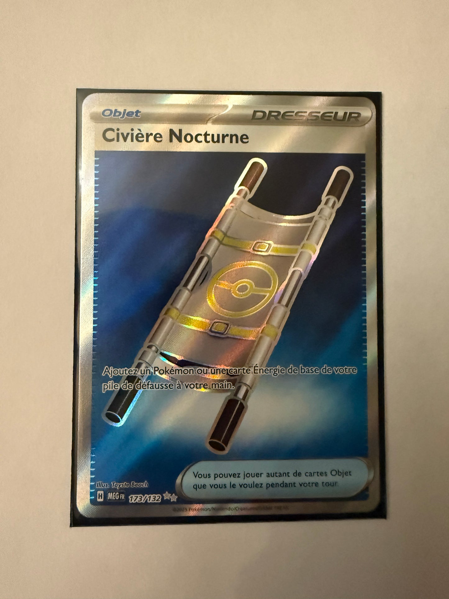 Carte Pokémon FA Civière Nocturne (Me1 173) Mint Française + 1 carte mystère