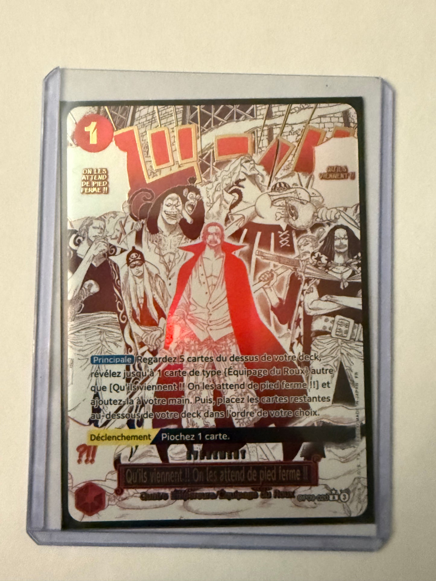 Carte One Piece FA Qu’ils vienent ! Shanks (Op09 020) Mint Française + 1 carte mystère