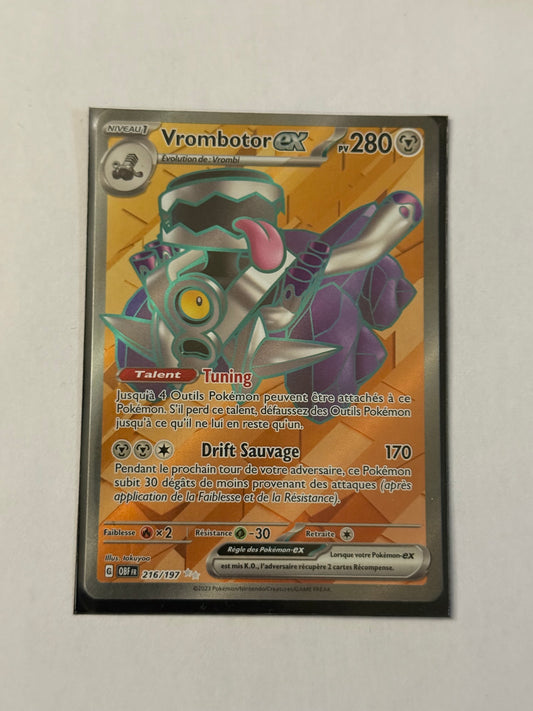 Carte Pokémon FA Vrombotor ex (Ev3 216) Mint Française + 1 carte mystère