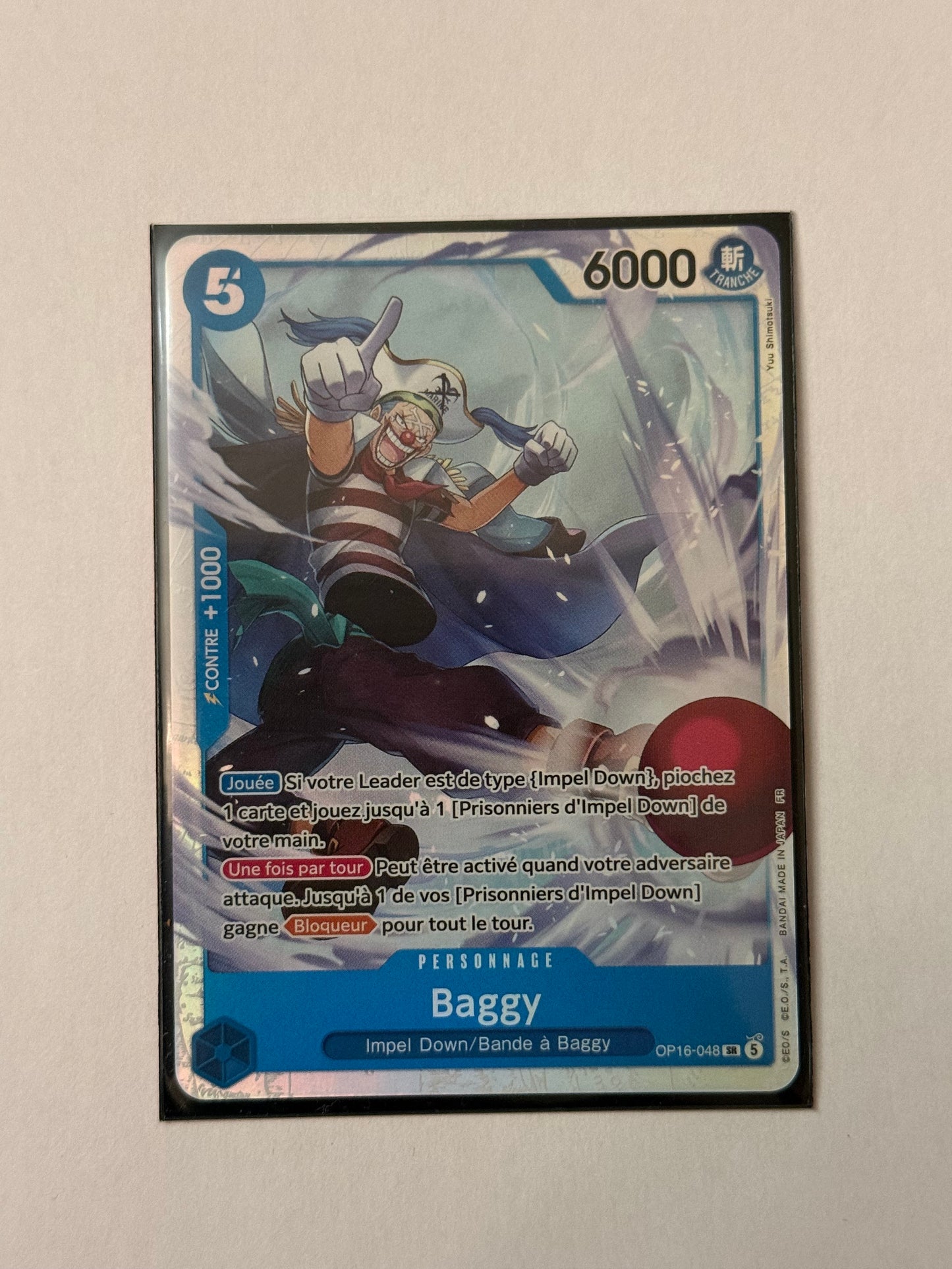 Carte One Piece SR Baggy (op16 048) mint française + 1 carte mystère offerte