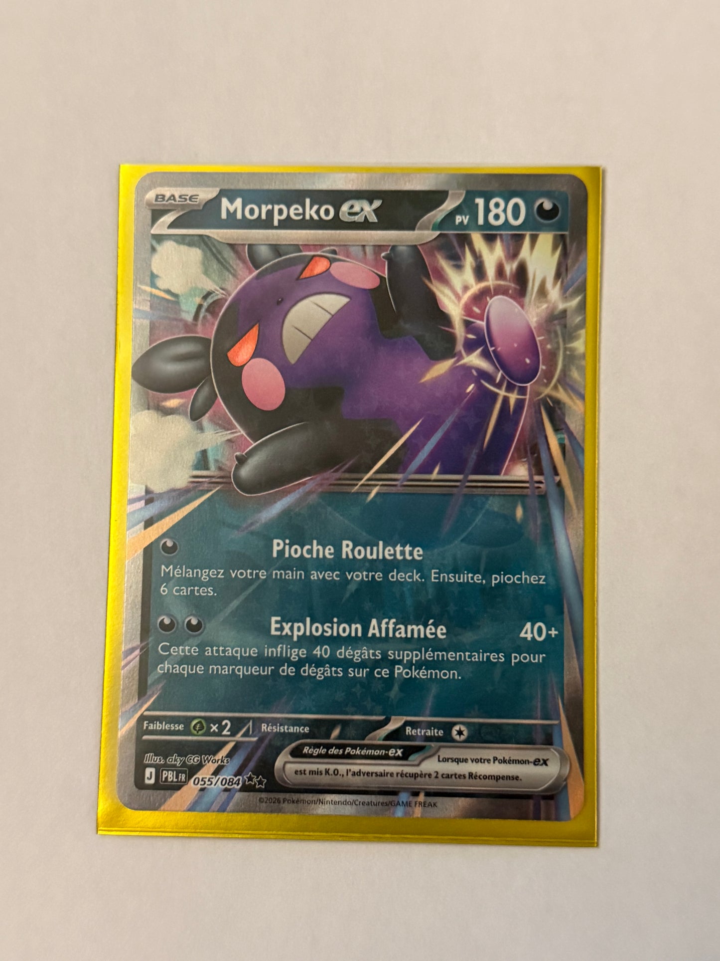 Carte Pokemon Morpeko ex (M5 055) Mint Française + 1 carte mystère