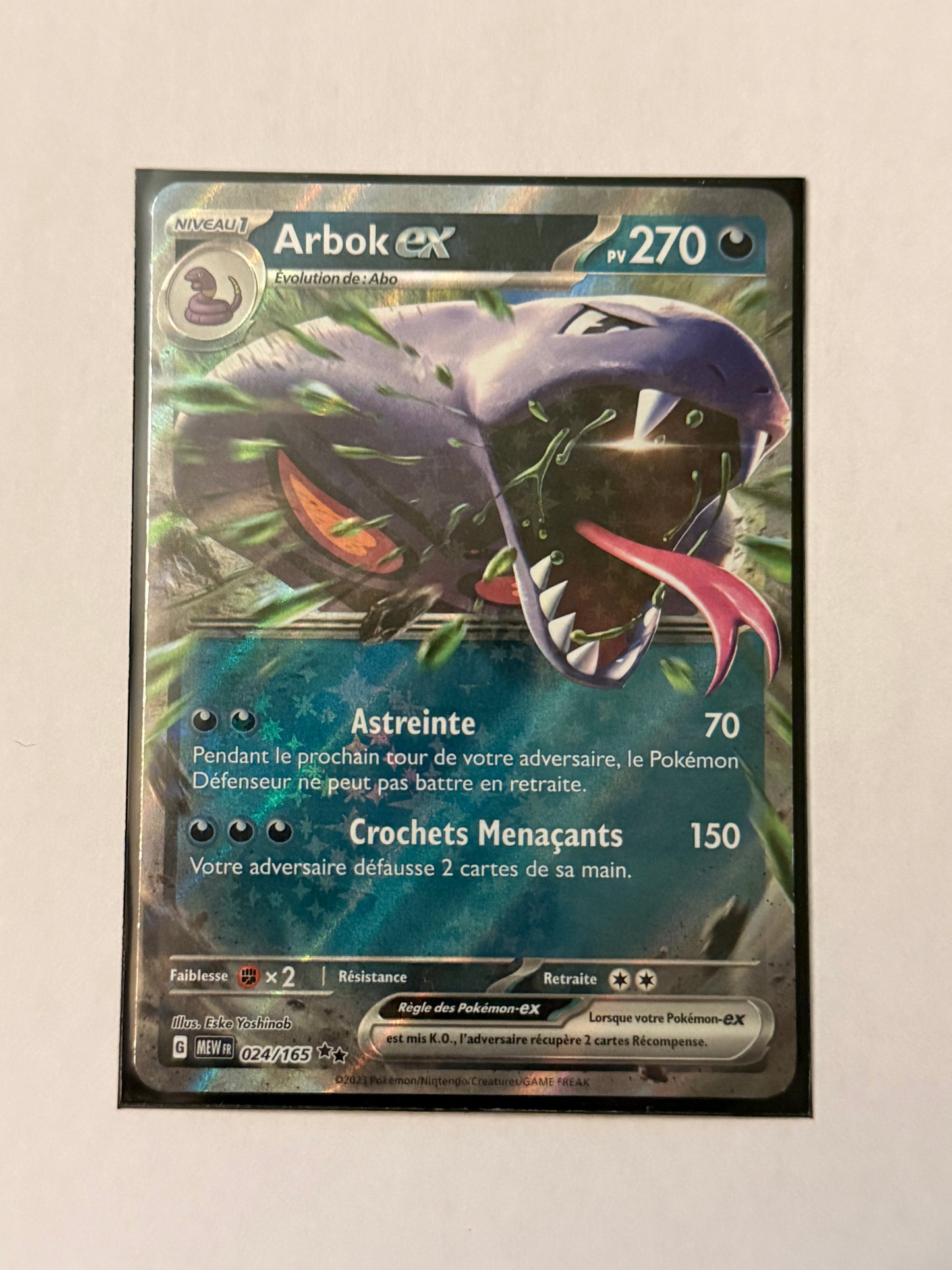 Carte Pokemon Arbok ex (Ev2.5 024) Mint Française + 1 carte mystère