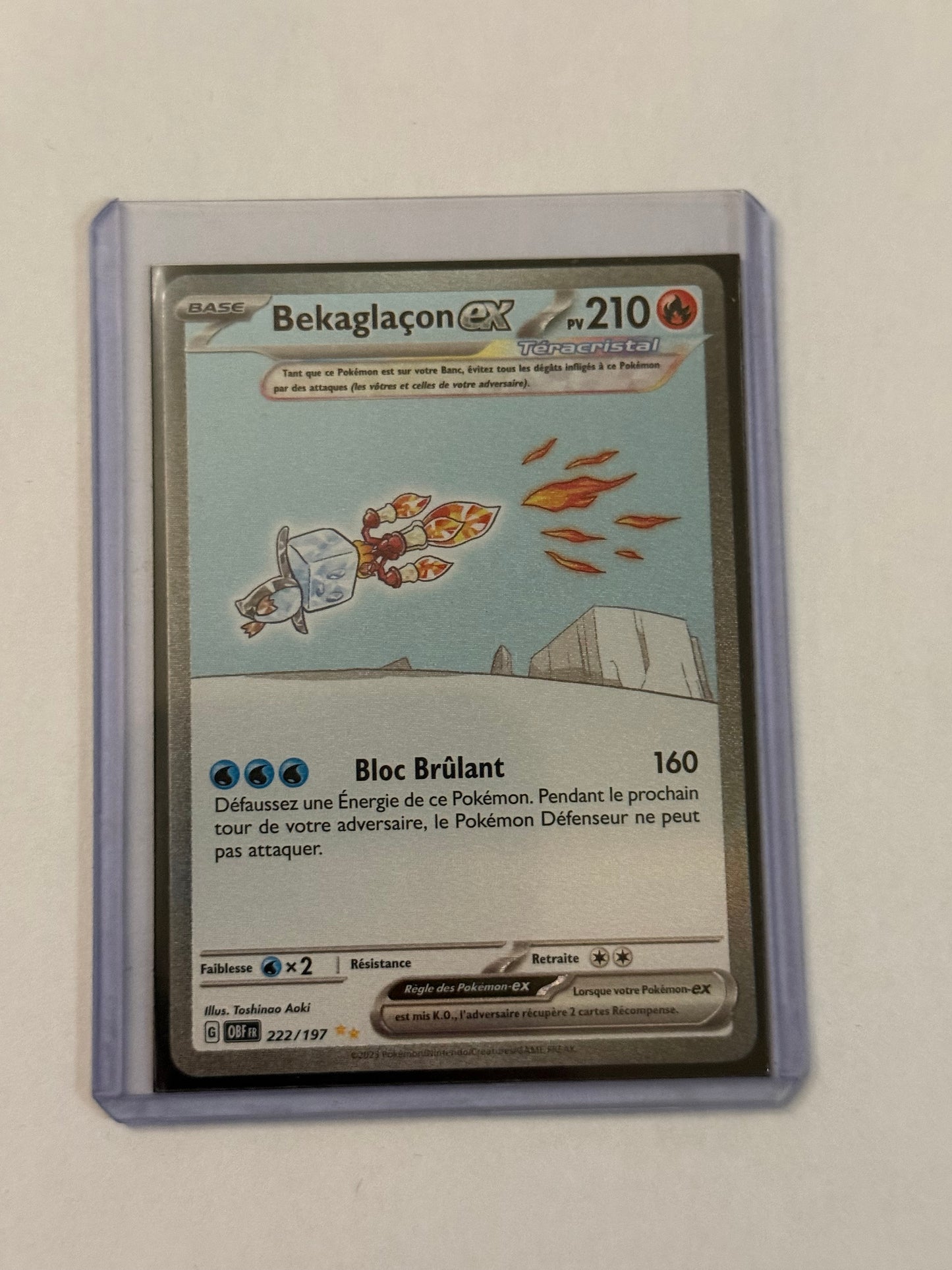 Carte Pokémon ALT Bekaglacon ex (Ev3 222) Mint Française + 1 carte mystère