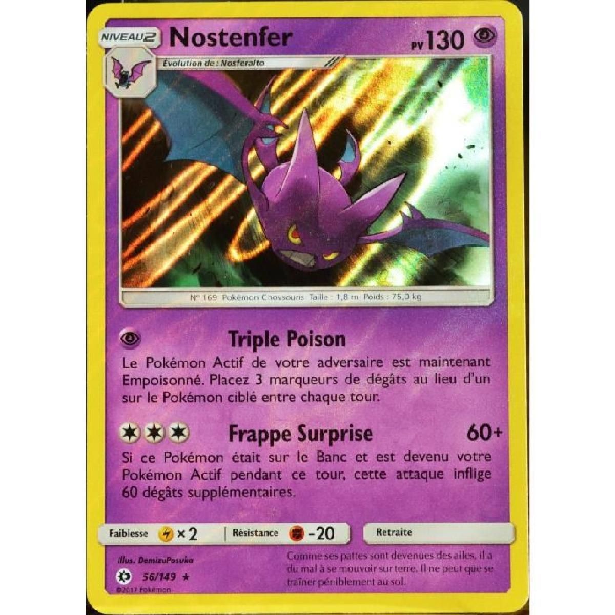 Carte Pokémon FR Nostenfer Holo (56 SL) NM + 1 carte mystère offerte