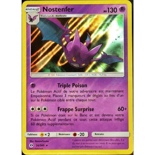 Carte Pokémon FR Nostenfer Holo (56 SL) NM + 1 carte mystère offerte