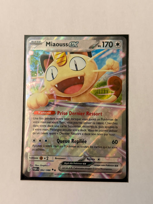 Carte Pokemon Miaouss ex (M3 062) Mint Française + 1 carte mystère