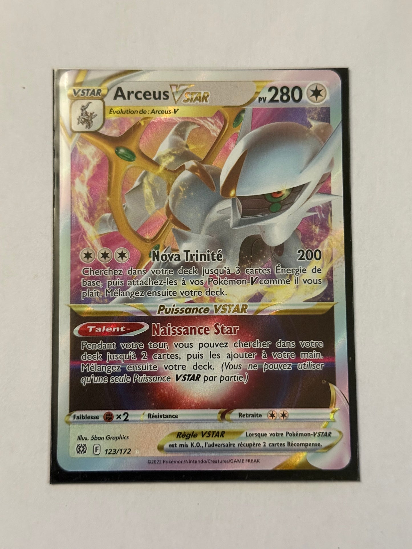 Carte Pokémon Arceus Vstar (Eb9 123) Mint Française + 1 carte mystère