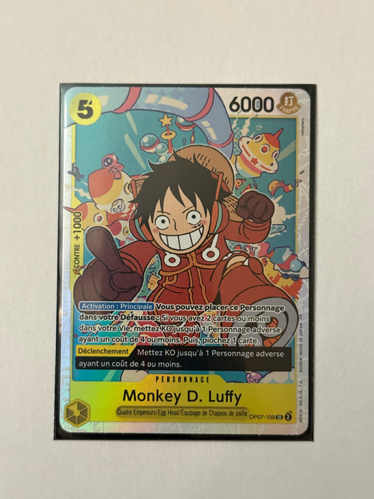 Carte One Piece SR Luffy (op07 109) mint française + 1 carte mystère offerte