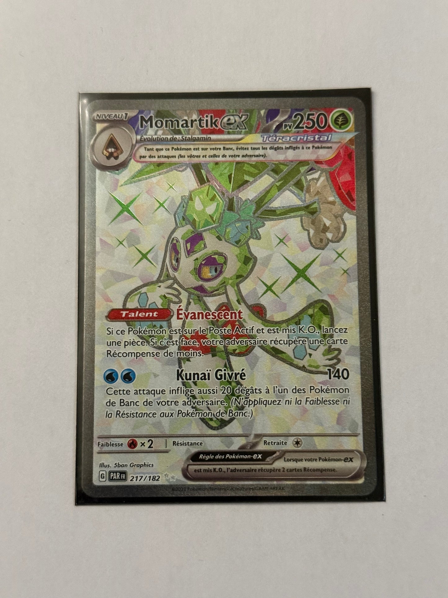 Carte Pokémon FA Momartik ex (Ev4 222) Mint Française + 1 carte mystère