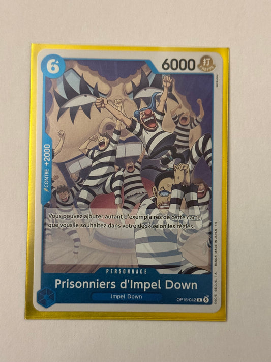 Carte One Piece SR Prisonniers Impel Down (op16 042) mint française + 1 carte mystère offerte