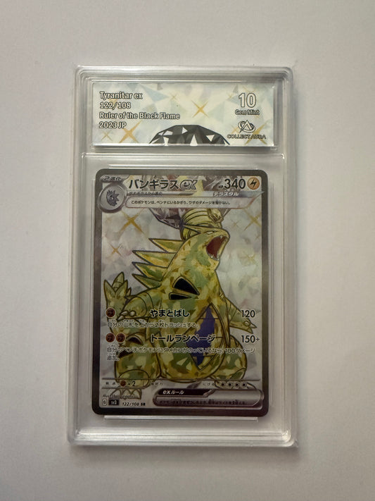 Carte Pokemon Tyranocif Ex (Sv3 122) Japonaise gradée 10 Collectaura + 1 carte mystère