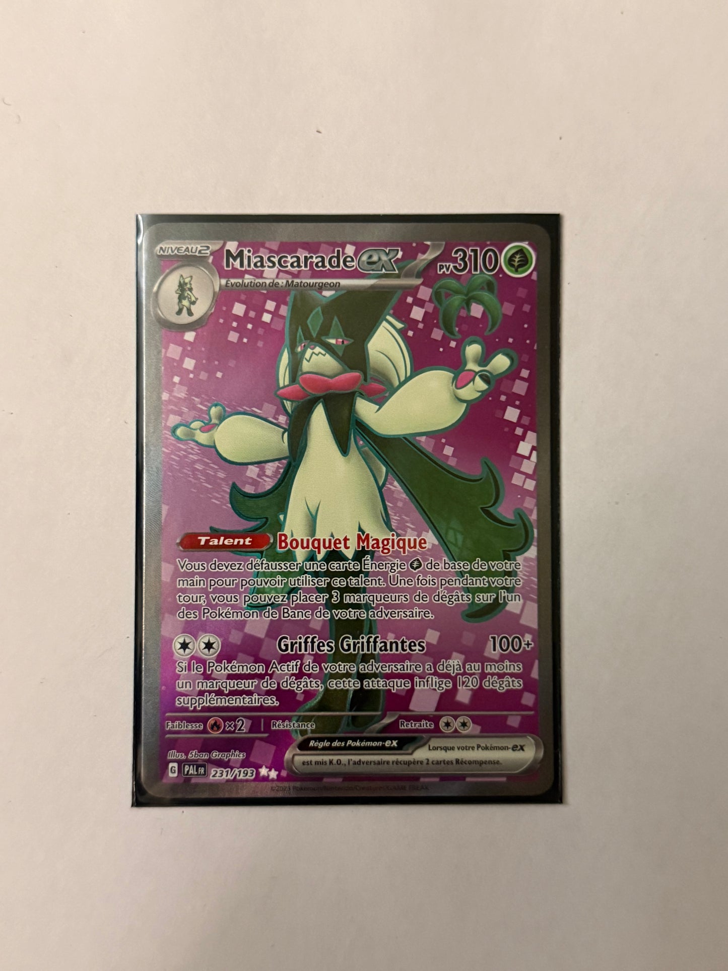 Carte Pokémon FA Miascarade ex (EV2 231) Mint Française + 1 carte mystère