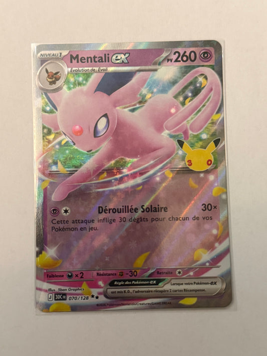 Carte Pokémon Mentali ex (30ans 070) mint française + 1 carte mystère offerte