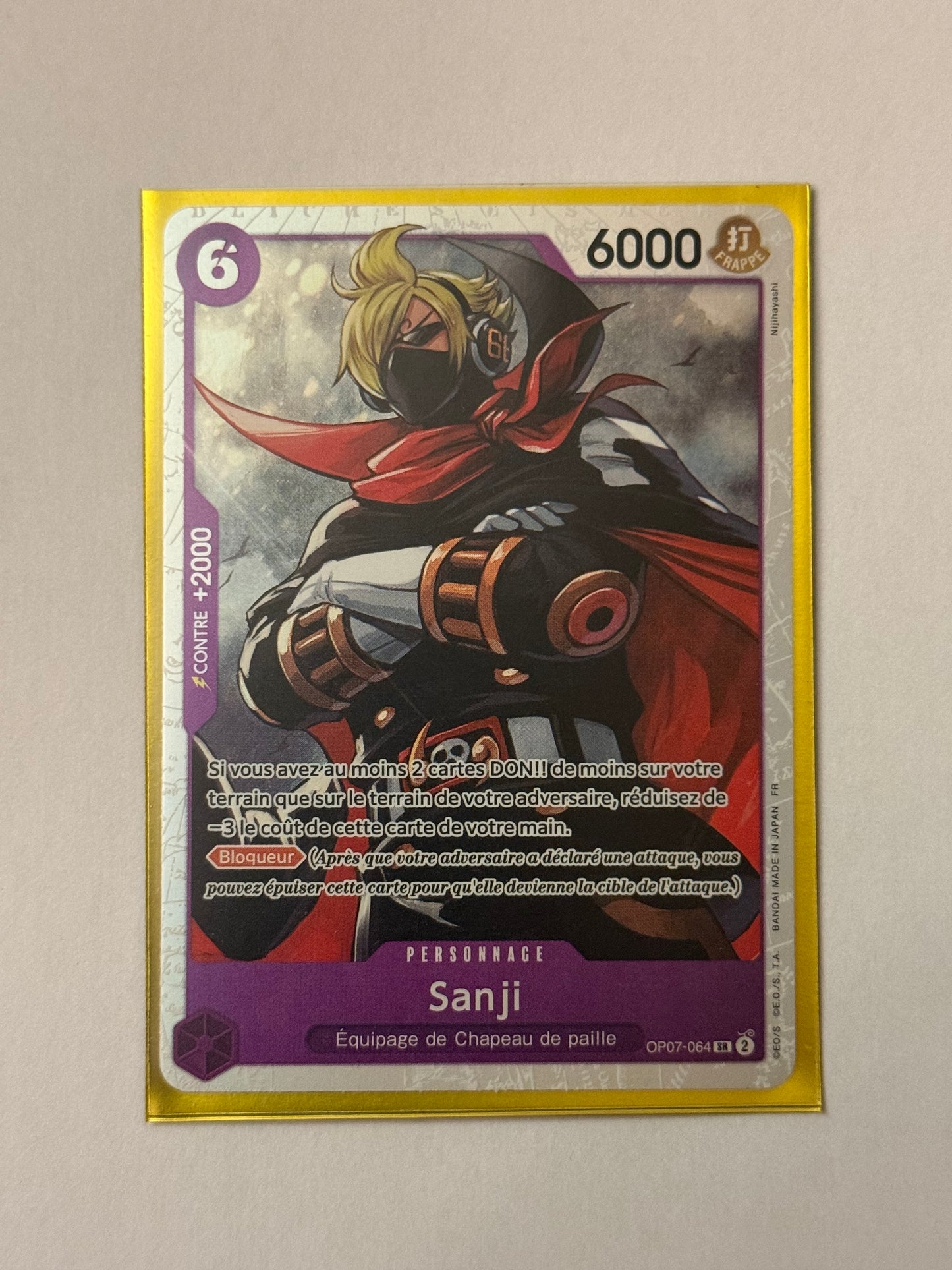 Carte One Piece SR Sanji (op07 064) mint française + 1 carte mystère offerte