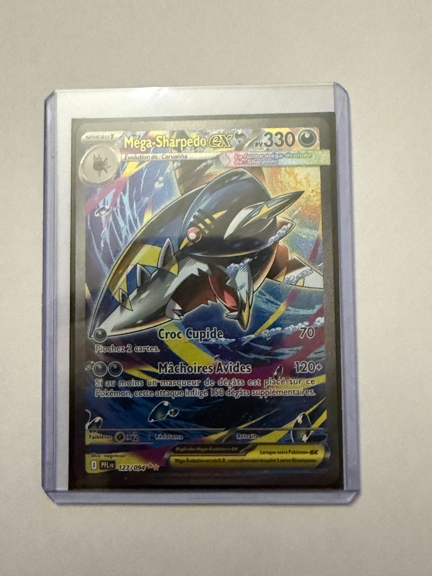 Carte Pokémon ALT Mega Sharpedo Ex (Me2 127) Mint Française + 1 carte mystère